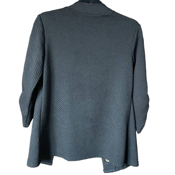 Peck & Peck Black Grommet Waffle design textured Jacket with Ruched Sleeves S - Picture 6 of 10